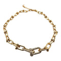 Collana CATENA MAGLIA OVALE DETTAGLIO PAVÉ