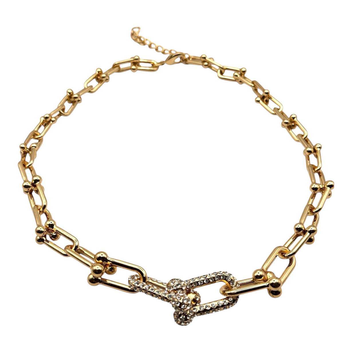 Collana CATENA MAGLIA OVALE DETTAGLIO PAVÉ