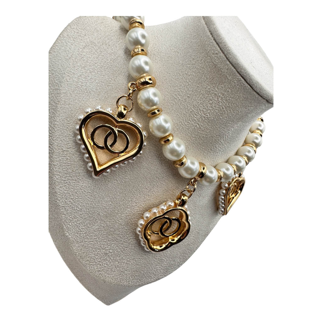 Collana PERLE CON CIONDOLI CUORI