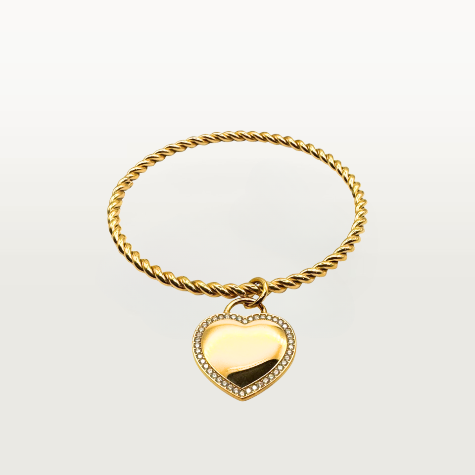 Bracciale RIGIDO CIONDOLO CUORE gold