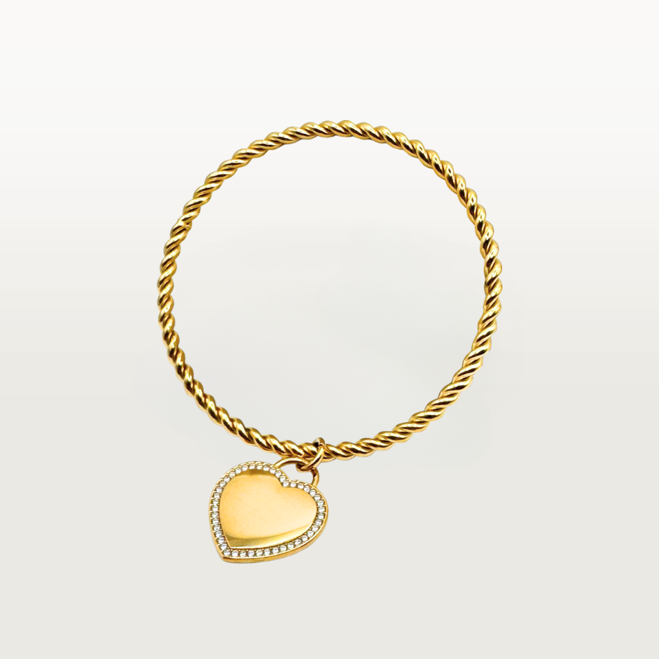 Bracciale RIGIDO CIONDOLO CUORE gold