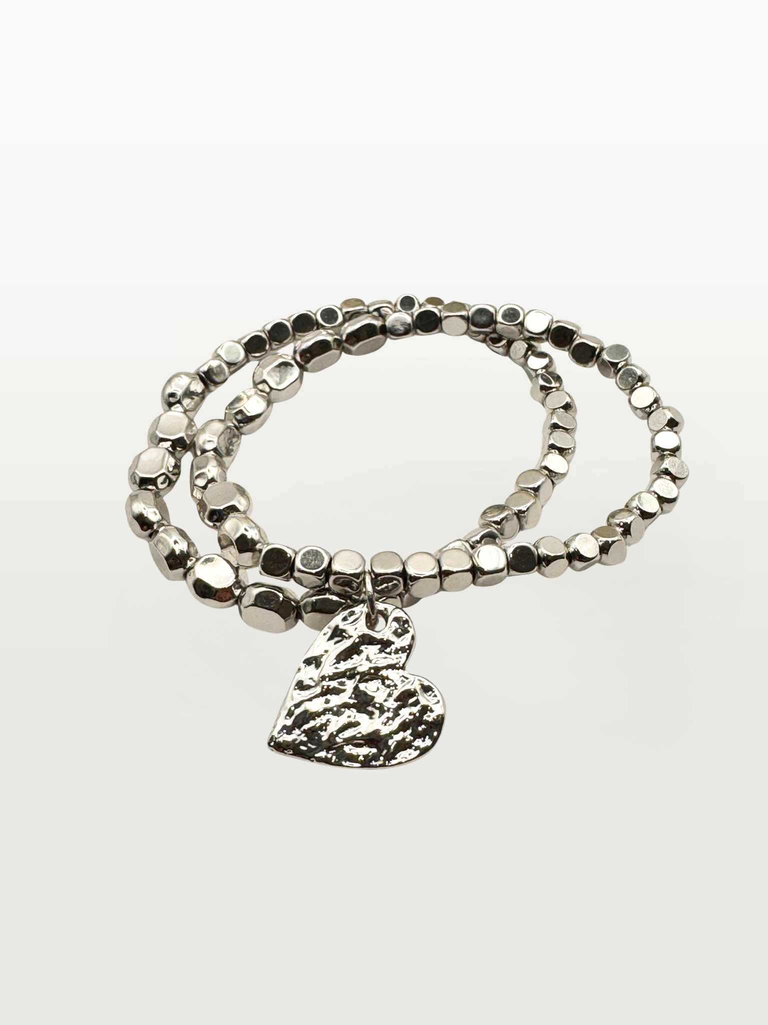 Bracciale COPPIA ELASTICA CON CUORE silver